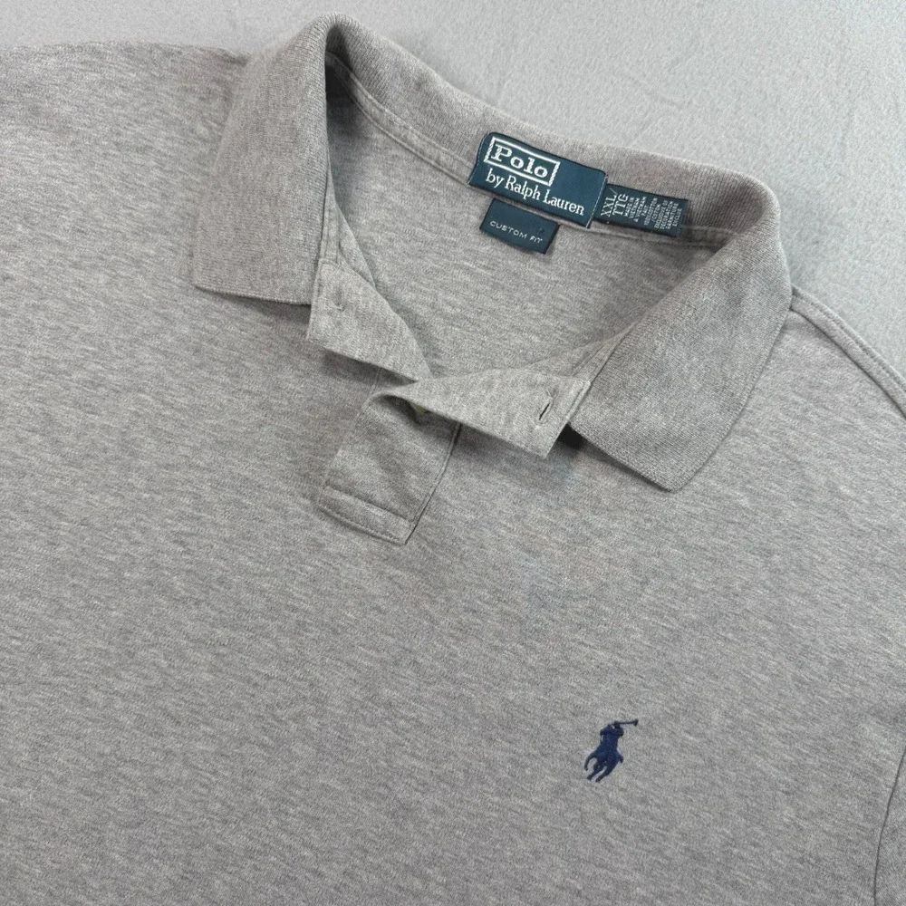 Polo Ralph Lauren Men's Gray Custom Fit Polo Shirt Sz XXL Short Sleeve